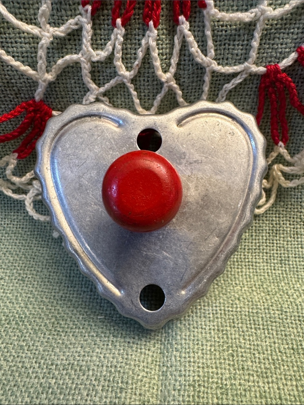 Large Heart -Shaped Aluminum Cookie Cutter with Red Accent Handle Knob